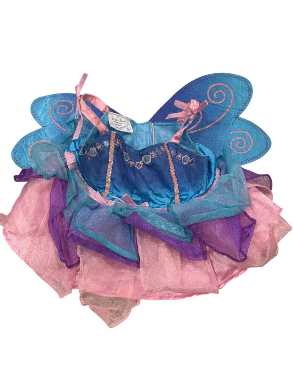 Build-A-Bear Workshop Fairy Butterfly Dress With Wings Blue Pink Purple Multicol